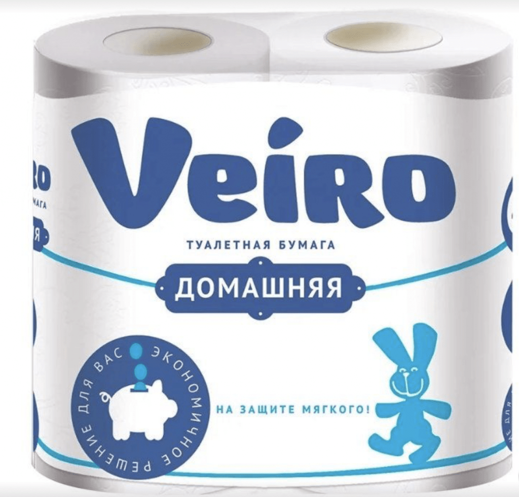 Туалетная бумага Veiro Домашняя 2-слойная белая 4 рулона в упаковке 12 упаковок в коробке