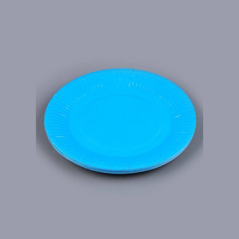 Тарелка бумажная однотонная, голубой цвет 18 см, набор 10 штук 9556749