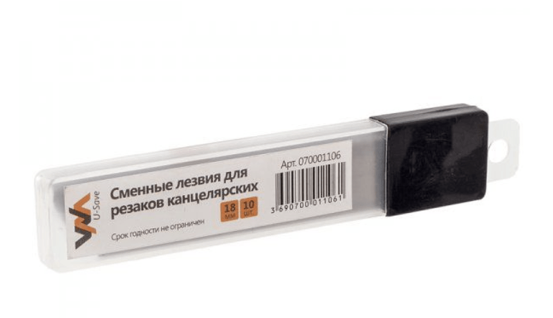 Лезвия для канцелярских ножей «U-Save», 18 мм, 10 лезвий в упаковке, 10 упаковок в коробке