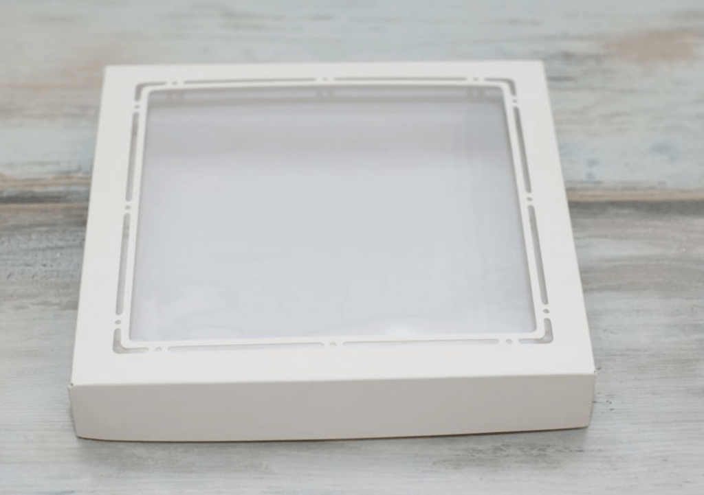 Коробка для пряников (VM) - 16 х 16 х 3 см (окно - рамка v.2) цвет - белый
