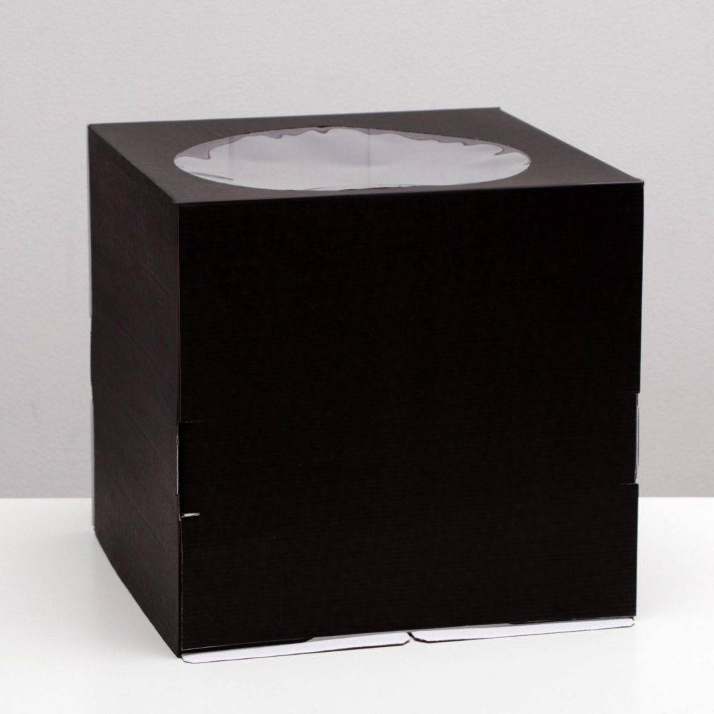 Кондитерская коробка, с окном, черная, 30 х 30 х 30 см 5384507
