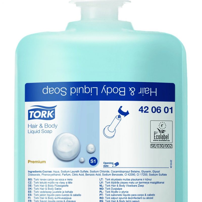 Гель-мыло жидкое для тела и волос «Tork Premium», 1 л, 6 шт. в упаковке