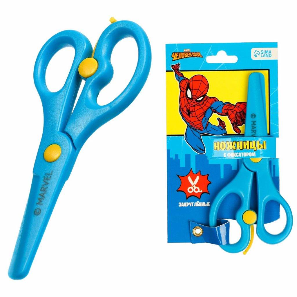 Ножницы детские 13 см, пластиковые двухцветные ручки, Человек-паук, МИКС 7774571