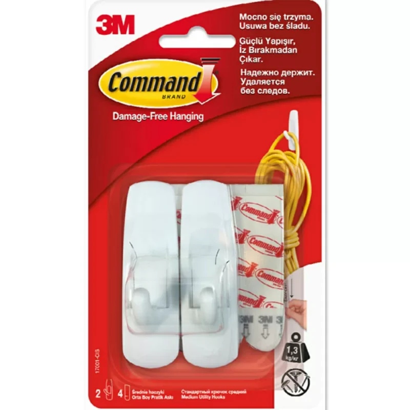 Легкоудаляемый крючок "Command"средний 1,35 кг., 2 шт. 17001 Command 690951