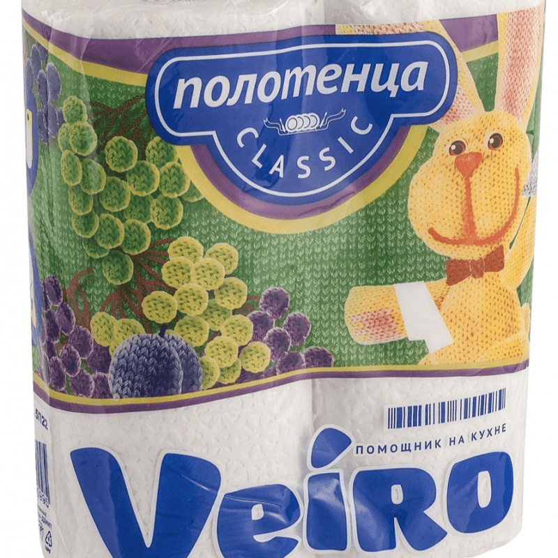 Полотенца бумажные Veiro Classic 2-слойные белые 12,5 м (2 рулона в упаковке)* 12