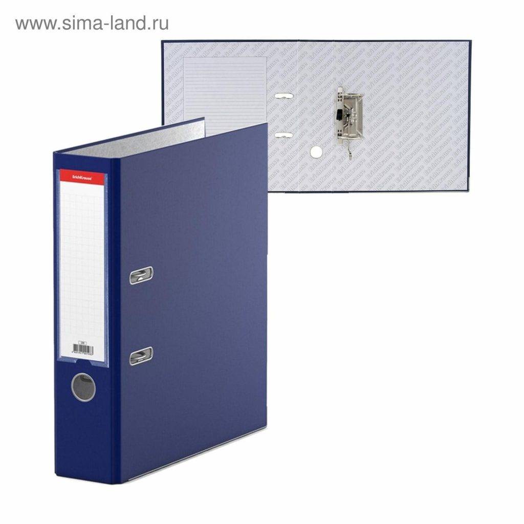 Папка-регистратор А4, 70 мм, "Бизнес", собранная, синяя, пластиковый карман, металлический кант, кар