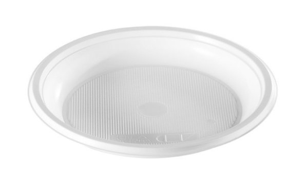 Тарелка пластиковая, диаметр 165 мм, белая, 100/2000