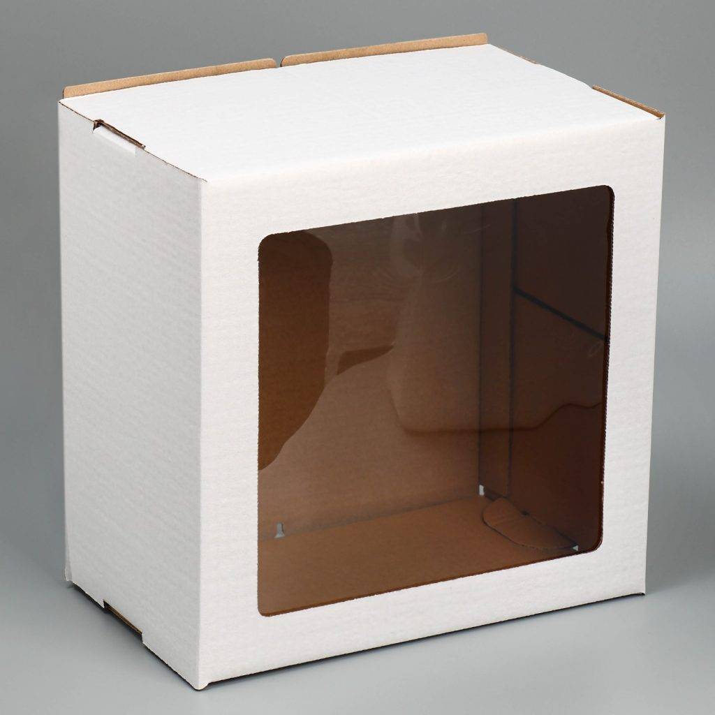 Коробка для торта с окном Белая 30х30х19см