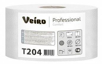 Бумага туалетная Veiro Professional Comfort T204, 2-слойная, белая, 170 метров, 12 рулонов в упаковк