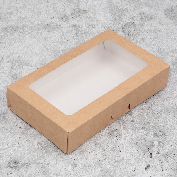 Упаковка с прозрачным окном Click Оригамо, 200х120х40 мм, на 1000 мл, быстросборная, 100 штук