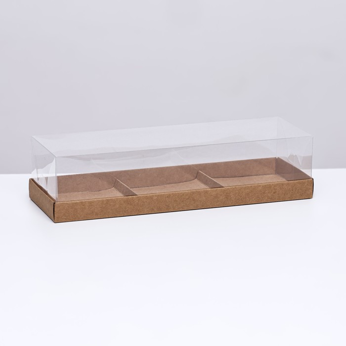 Коробка для 3-х муссовых пирожных- 26 х 8,5 х 6 см крафт 9724657