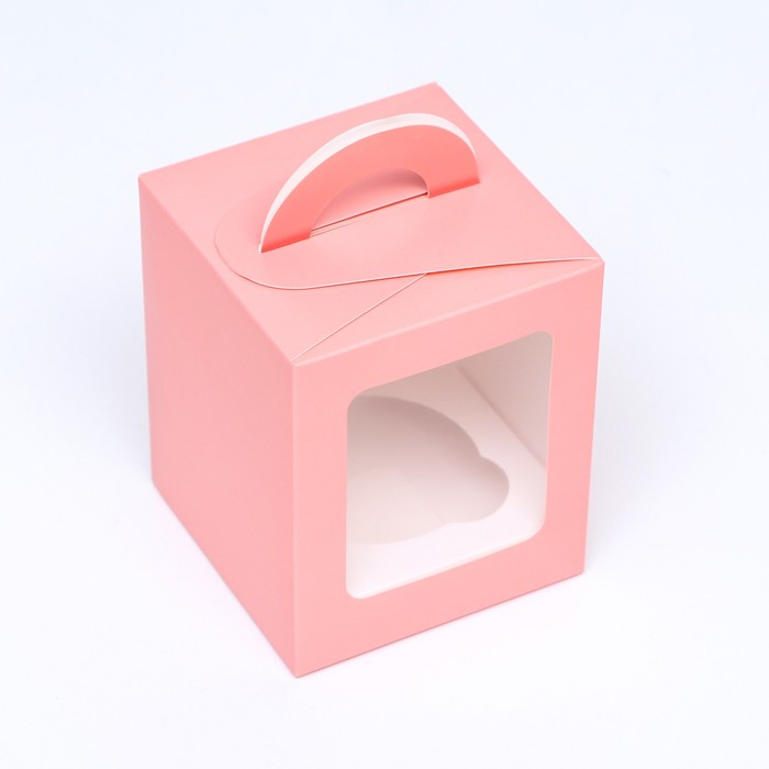 Упаковка под один капкейк,розовая, 9,2 х 9,2 х 11,1 см 9569280