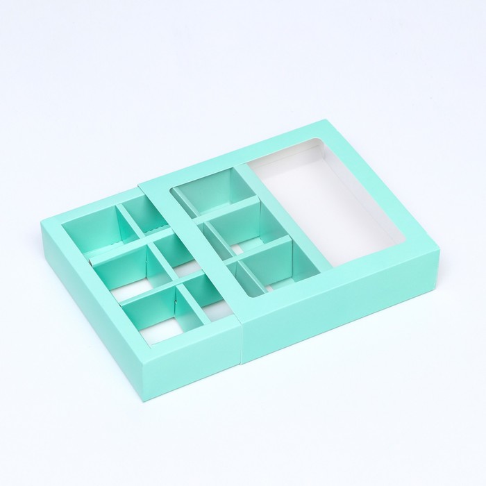 Коробка под 9 конфет с обечайкой зеленый, 14,5 х 14,5 х 3,5 см 9569202