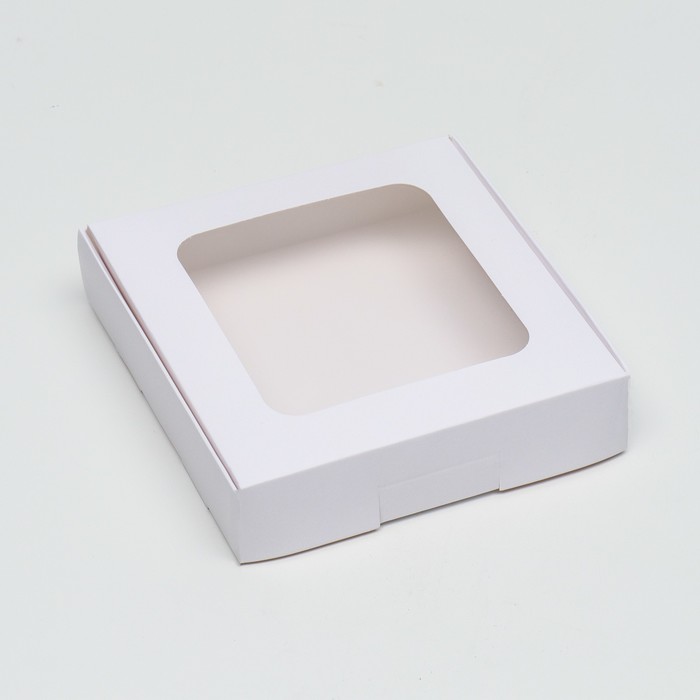 Коробка самосборная, с окном, белая, 13 х 13 х 3 см 7904614