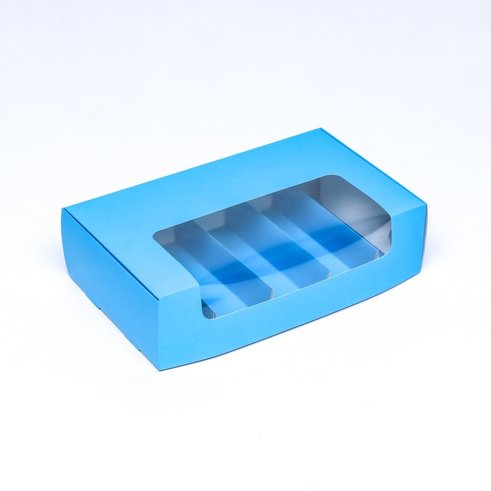 Коробка складная, под 5 эклеров, голубой, 25 х 15 х 6,6 см