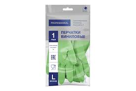 перчатки хозяйственные виниловые ТР ТС M зеленый