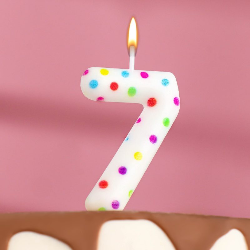 Свеча в торт на день рождения «Цветное конфетти», цифра "7", 5.5 см 5164403
