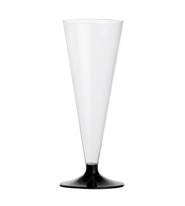 Фужер для шампанского одноразовый 150 мл, со съемной черной ножкой, прозрачный, PS, 6 штук/390