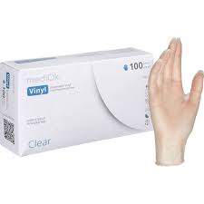 Перчатки виниловые неопудр. L Clear mediOK (50пар) 1/10 48270