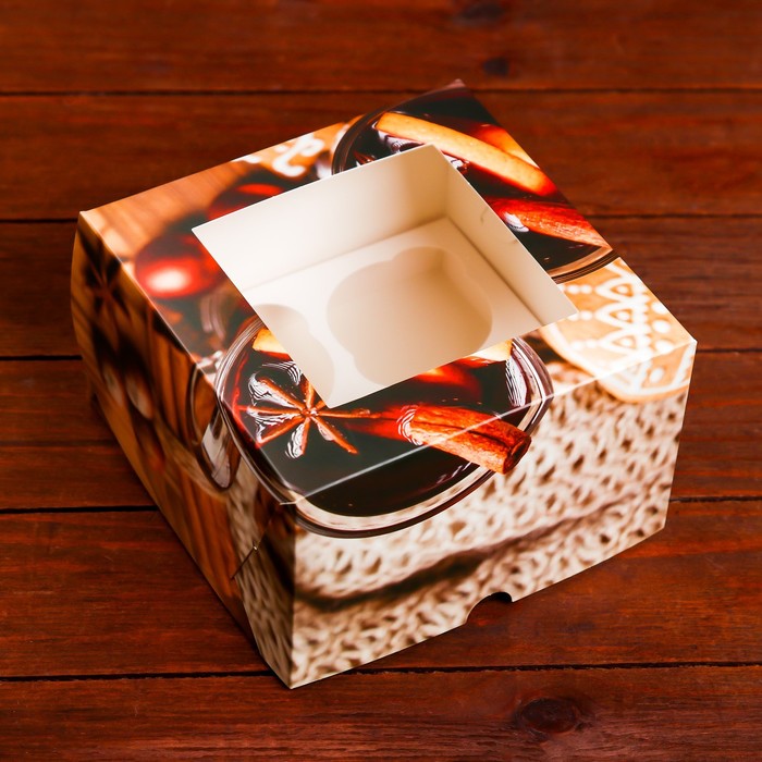 Упаковка на 4 капкейков с окном "Глинтвейн", 16 х 16 х 10 СМ 9613260