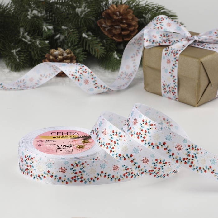 Лента атласная 25мм*25+1ярд(23м+1м) карнавал АУ 10324261