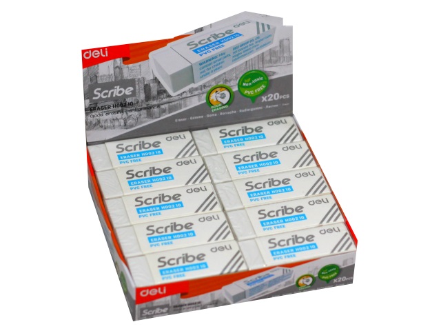 Ластик 54*20*10мм картонный держатель Scribe EH00210 DELI 1/20