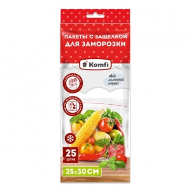 Пакет для заморозки с защелкой 25*30см по 25шт в п/п Komfi /80 HPZ203E