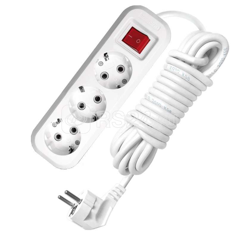 Удлинитель 3х3м с заземл. 13А IP20 S-303 ПВС 3х1 с выкл.