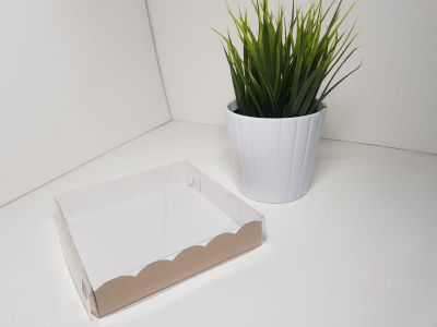 Упаковка "Пряник" 150*150*30 с прозрачной крышкой / крафт