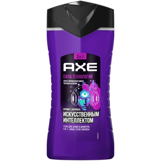 Гель для душа и шампунь AXE 3в1 Сила технологий, 250 мл *12