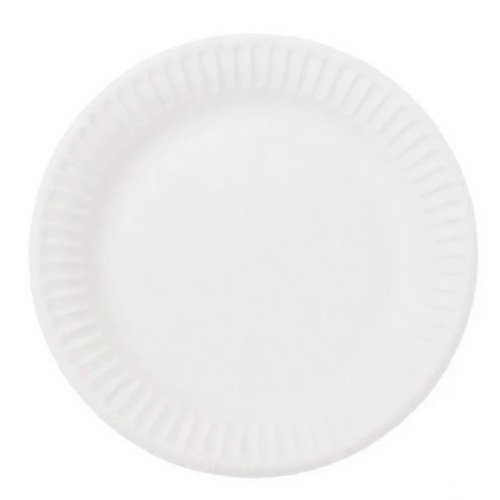 Тарелка картон d 170 мм мелованная белая *100/1400