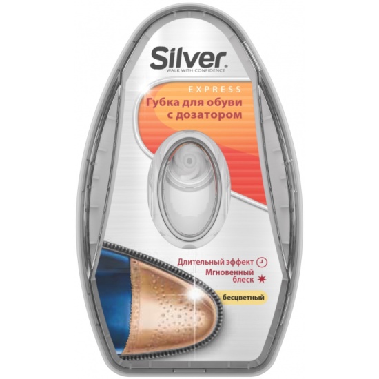 Губка-блеск для обуви Silver Express с дозатором силикона, Бесцветный (6 мл) *48