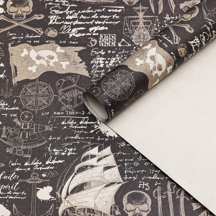 Бумага упаковочная, крафт «Морской бой», 70×100 см, 1 лист 10157125