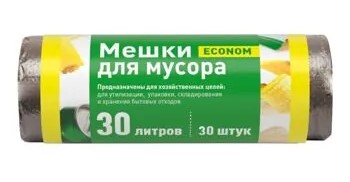 Мешок для мусора ПНД Эконом 30л/30шт в рулоне черные Komfi/50 PRO933C