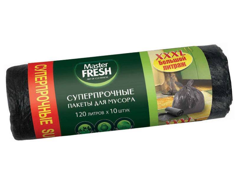 Мешок для мусора 120л 10шт Мастер Фреш XXXL суперпрочные *20