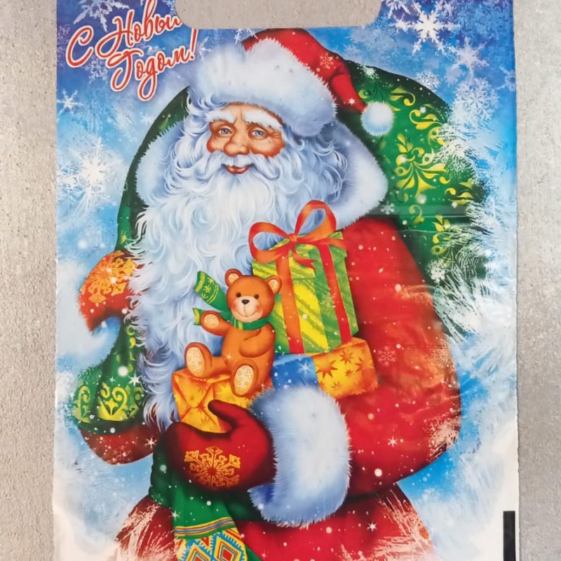 Пакет "Новогодняя Метель" полиэтиленовый с вырубной ручкой 20х30 см 30мкм НГ 100шт