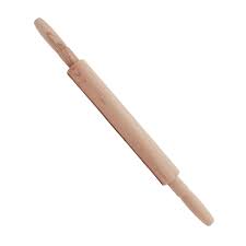 Скалка деревянная с крутящейся ручкой длинная для теста, дерево бук, 495х42 мм