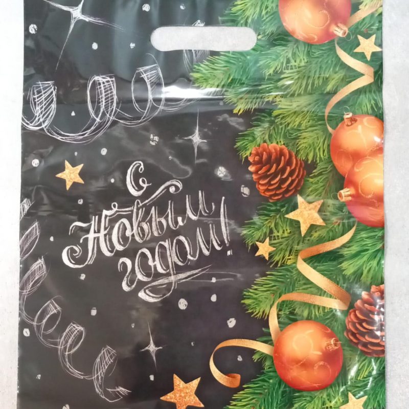 Пакет с вырубной ручкой 31х40 60мкм ламинация Афиша НГ 50шт