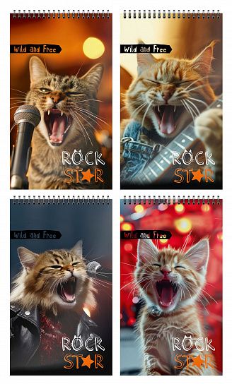 Блокнот А7 40л.кл.греб.Коты рокеры БЛГ7-КР *4/192