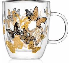 Термокружка Butterfly, 350 мл, боросиликатное стекло, прозрачный, декор, W37000848, WALMER, Великобр