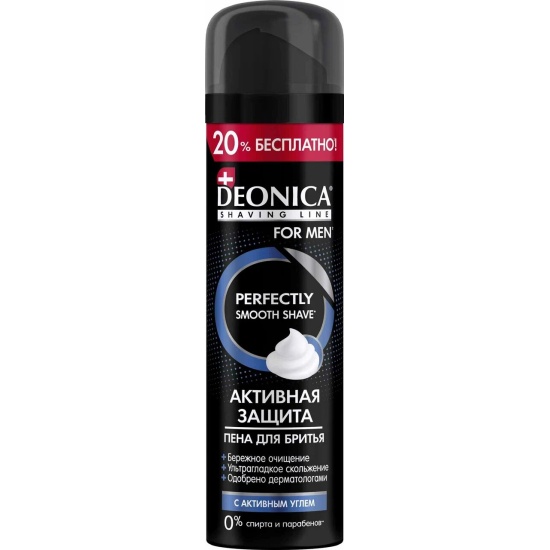 Пена для бритья DEONICA For Men Активная защита с черным углём, 240 мл *6