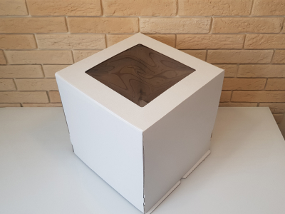 Коробка под торт 300*300*300  окном/ белый