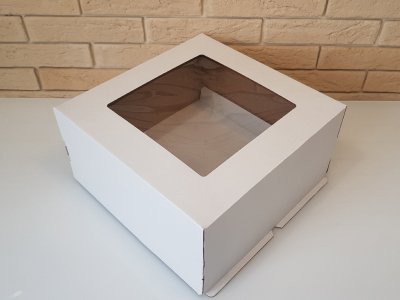 Коробка под торт 400*400*300  окном/ белый