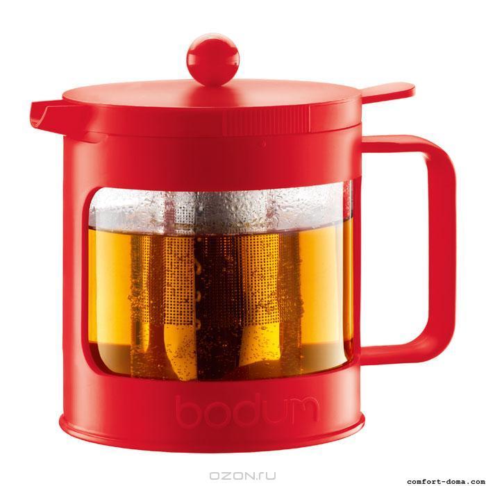 Чайник заварочный с прессом Bean bodum 1л красный