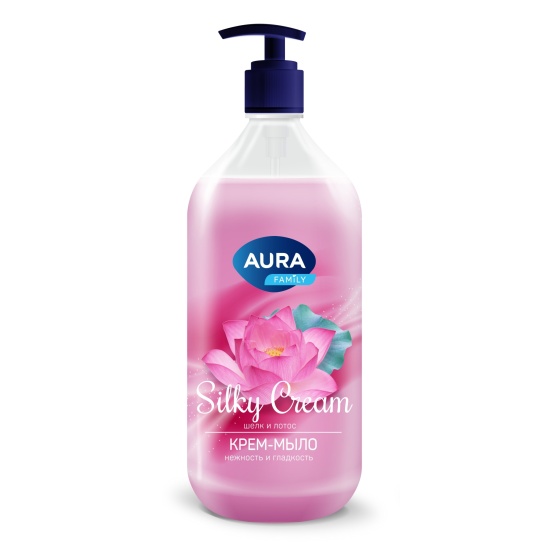 Жидкое крем-мыло AURA Silky Cream Шелк и лотос, 1 л *6
