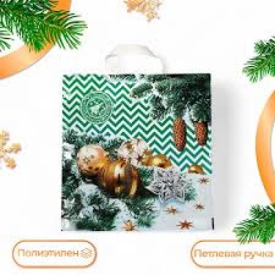 Пакет с петлевой ручкой 40*42см 45мкм Иней НГ 25шт