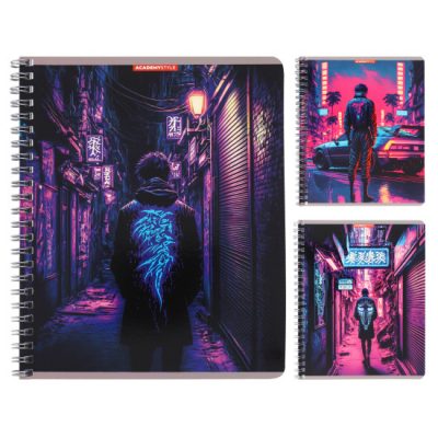 Тетрадь А5 48л., клетка, спираль, ассорти 3 вида, Кибер Город 1/16/48