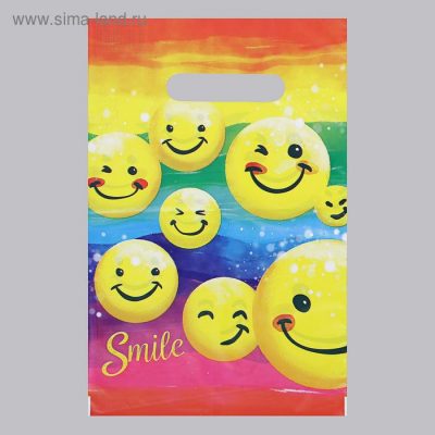 Пакет "Смешинки" полиэтиленовый с вырубной ручкой 20х30см 30мкм 5860320