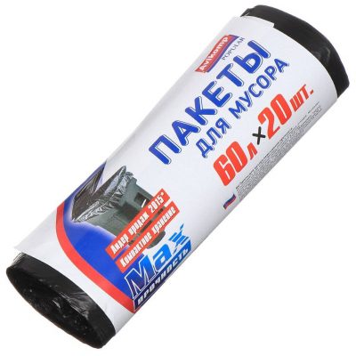 Мешки д/мус. Авикомп 60л (20шт) повышенной прочности рулон черные*6/24 (0229)