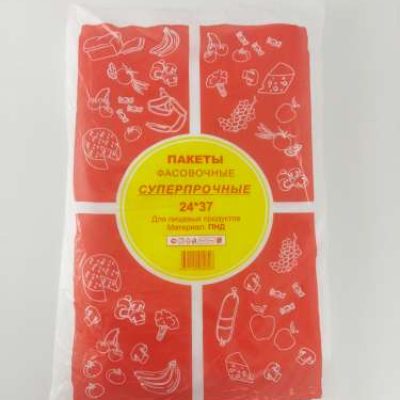 Пакет фасовочный ПНД 24*37 планшет Суперпрочный 12 мкм красный 500шт. 1/10